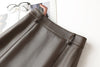 high waisted a-line mini leather skirt with front slit