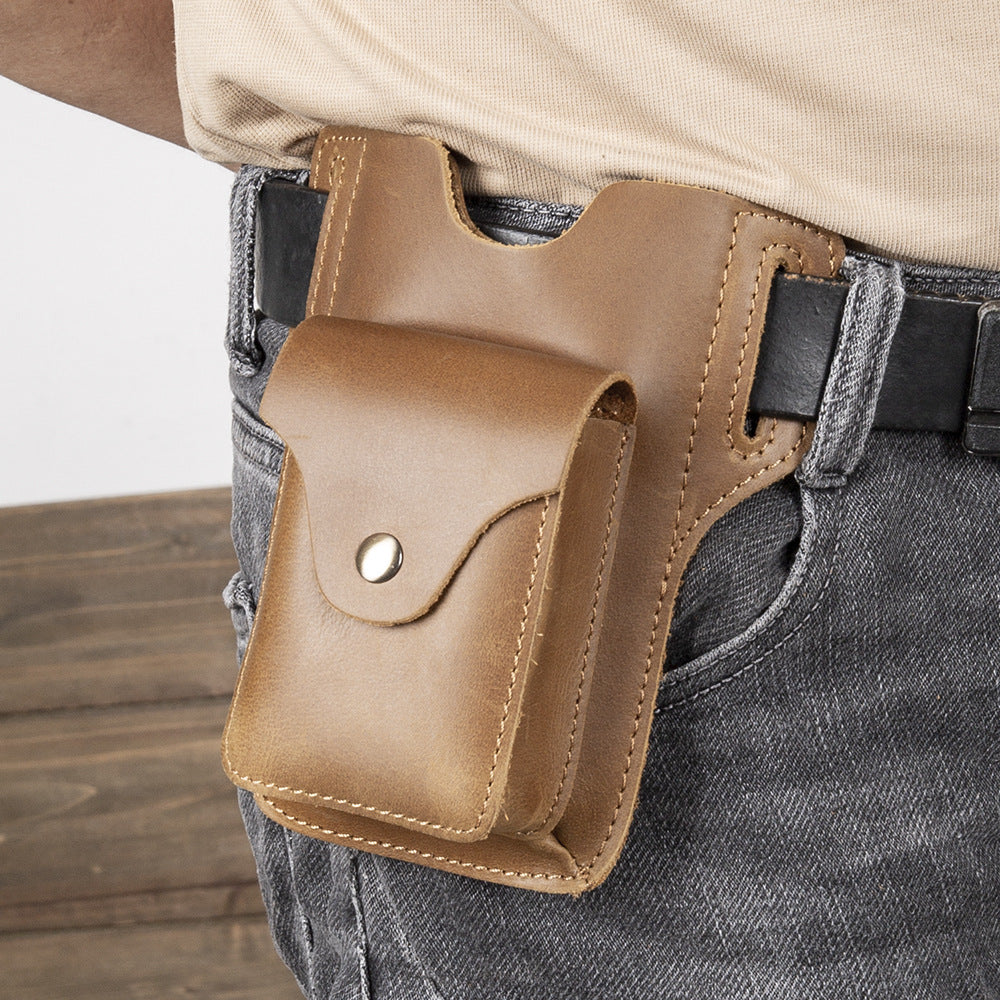 Men’s Leather Waist Bag with Phone Holster