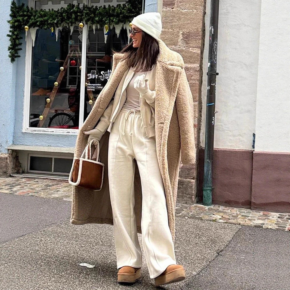 Terry fabric long teddy coat 1 XS