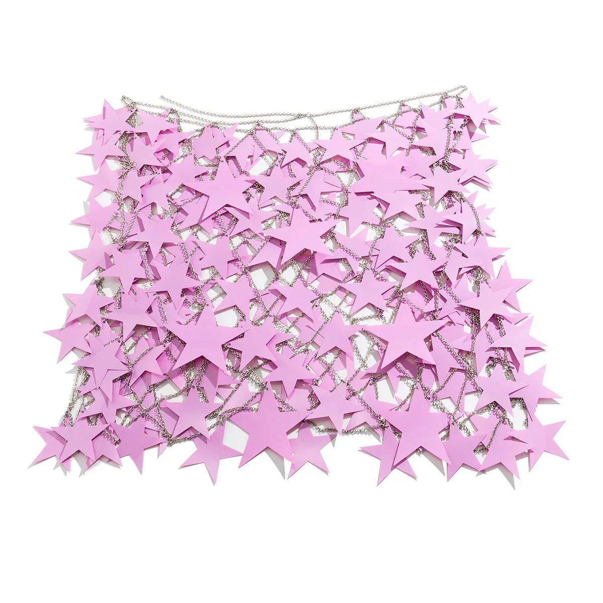 Pink Star Sequin Chain Mesh Festival Outfit Set