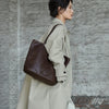 Genuine Full Grain Large Office Shoulder Purse with Zipper