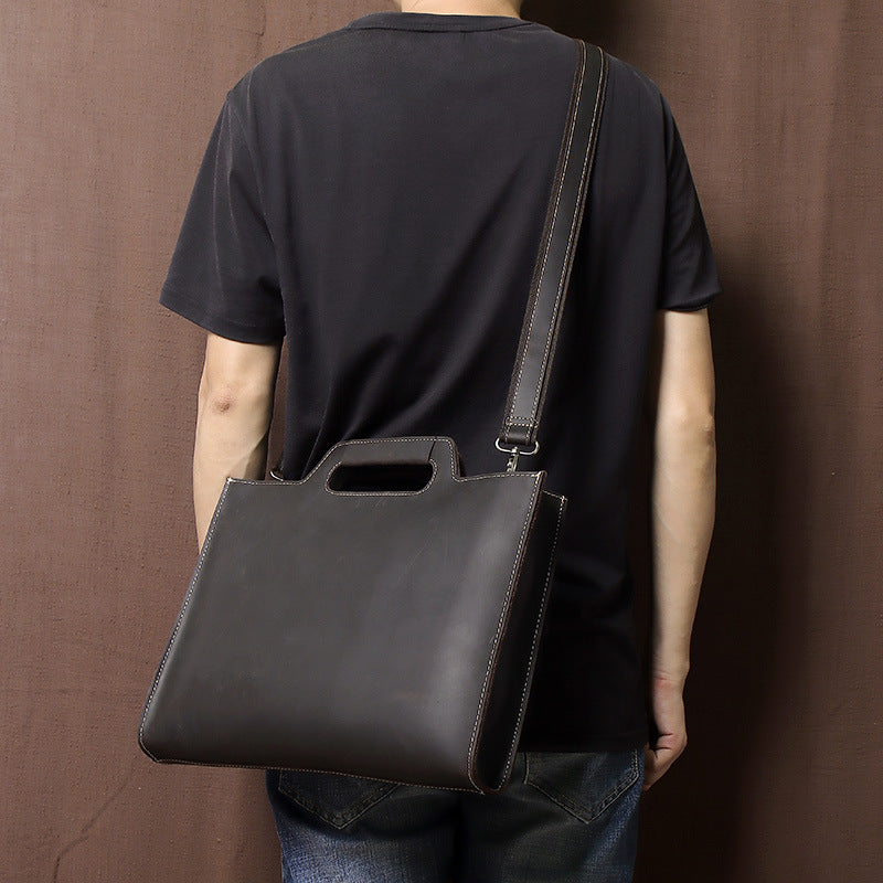 Dark Brown Leather Briefcase Bag