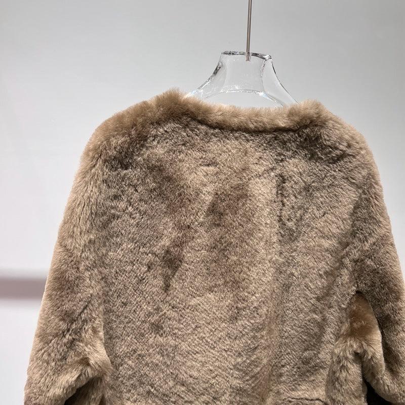 Women’s Brown Sheepskin Lambswool Fur Coat