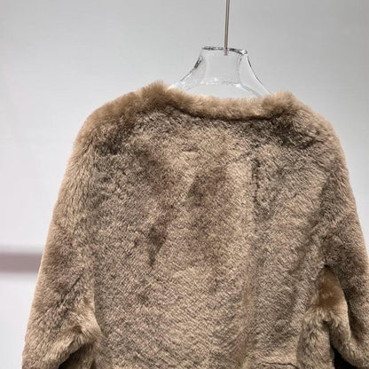 Women’s Brown Sheepskin Lambswool Fur Coat