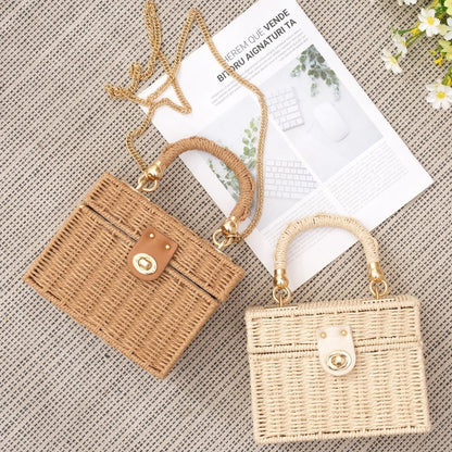 Hand Woven Box Bag Crossbody Chain Purse