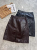 Genuine Leather Mini Skirt High Waist Slit