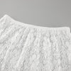 Women’s Sheer Lace High Slit Ruffled White Midi Skirt