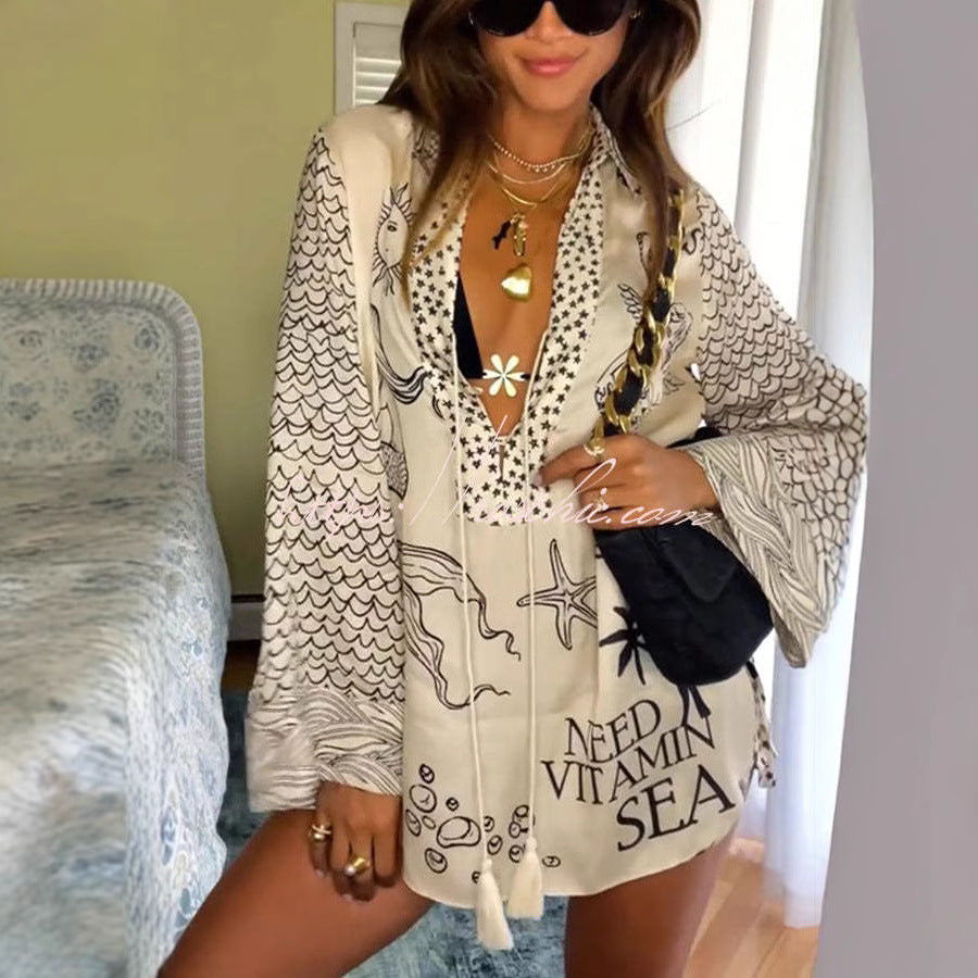 Women’s Printed Vacation Set with Shorts Beachwear Outfit