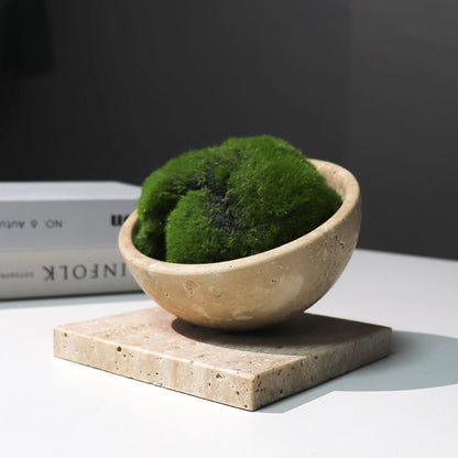 European Natural Marble Flower Pot Succulent Planter Indoor Stone Bowl