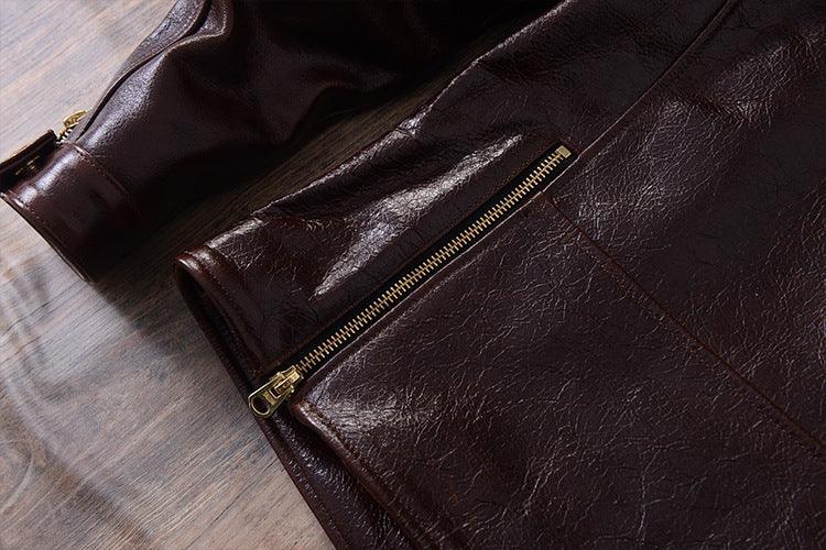 Men Waxed Leather Motorcycle Jacket