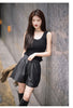 Women’s High Waisted Black Leather Shorts Wide-Leg