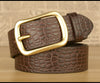 Men Leather Belt with Copper Buckle Crocodile Pattern