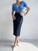 High waist pu leather midi skirt for women