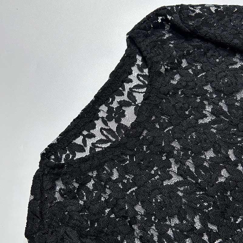 Sheer long sleeve lace maxi dress for women