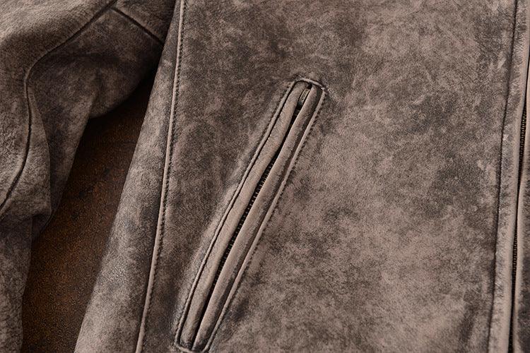 Men Tumbled Cowhide Leather Jacket