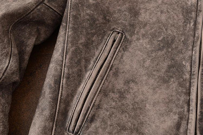 Men Tumbled Cowhide Leather Jacket