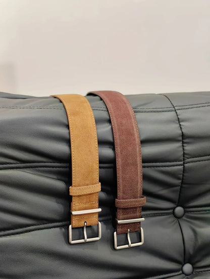 women suede leather wide belt with silver buckle