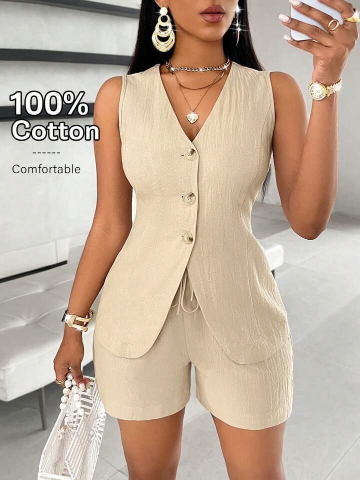 Sleeveless Vest And Shorts Women