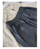 Women Genuine Leather High Waisted Cargo Pants