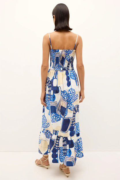 Blue Summer Maxi Dress with Pockets