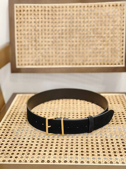 Women suede leather wide belt for coats