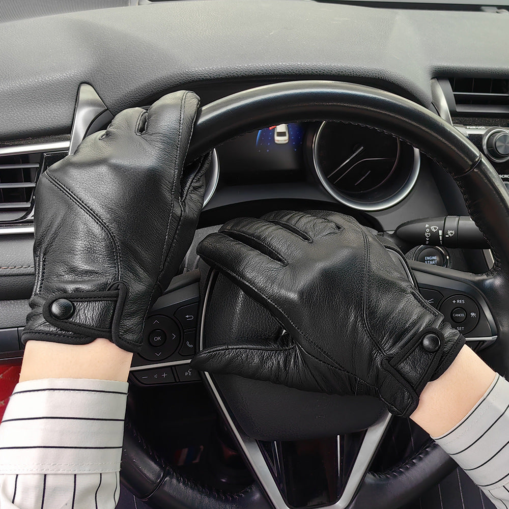 Men’s Black Leather Gloves for Driving, Motorcycle Riding and Touchscreen Use
