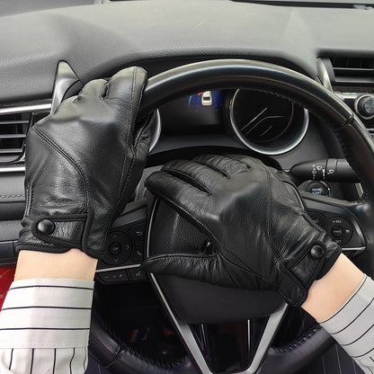 Men’s Black Leather Gloves for Driving, Motorcycle Riding and Touchscreen Use