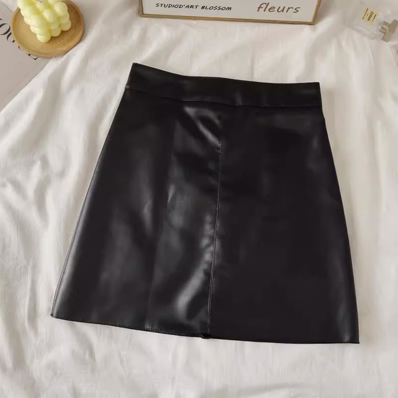 High Waist Faux Leather Mini Skirt