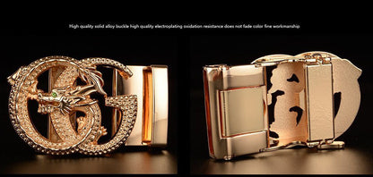 Men’s Leather Belt with Dragon G-Shaped Buckle