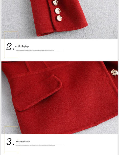 Women Petite Short French Cape Double-Sided Cashmere Coat