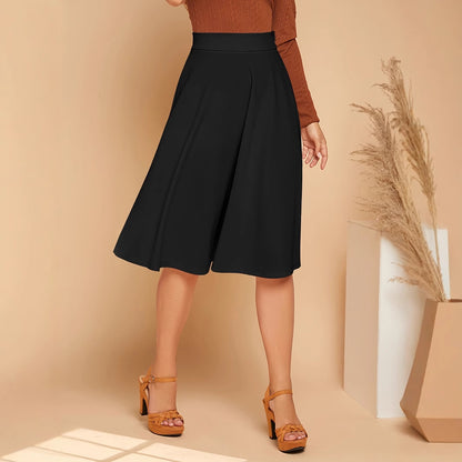 High Waisted Flare Pleated Skirt