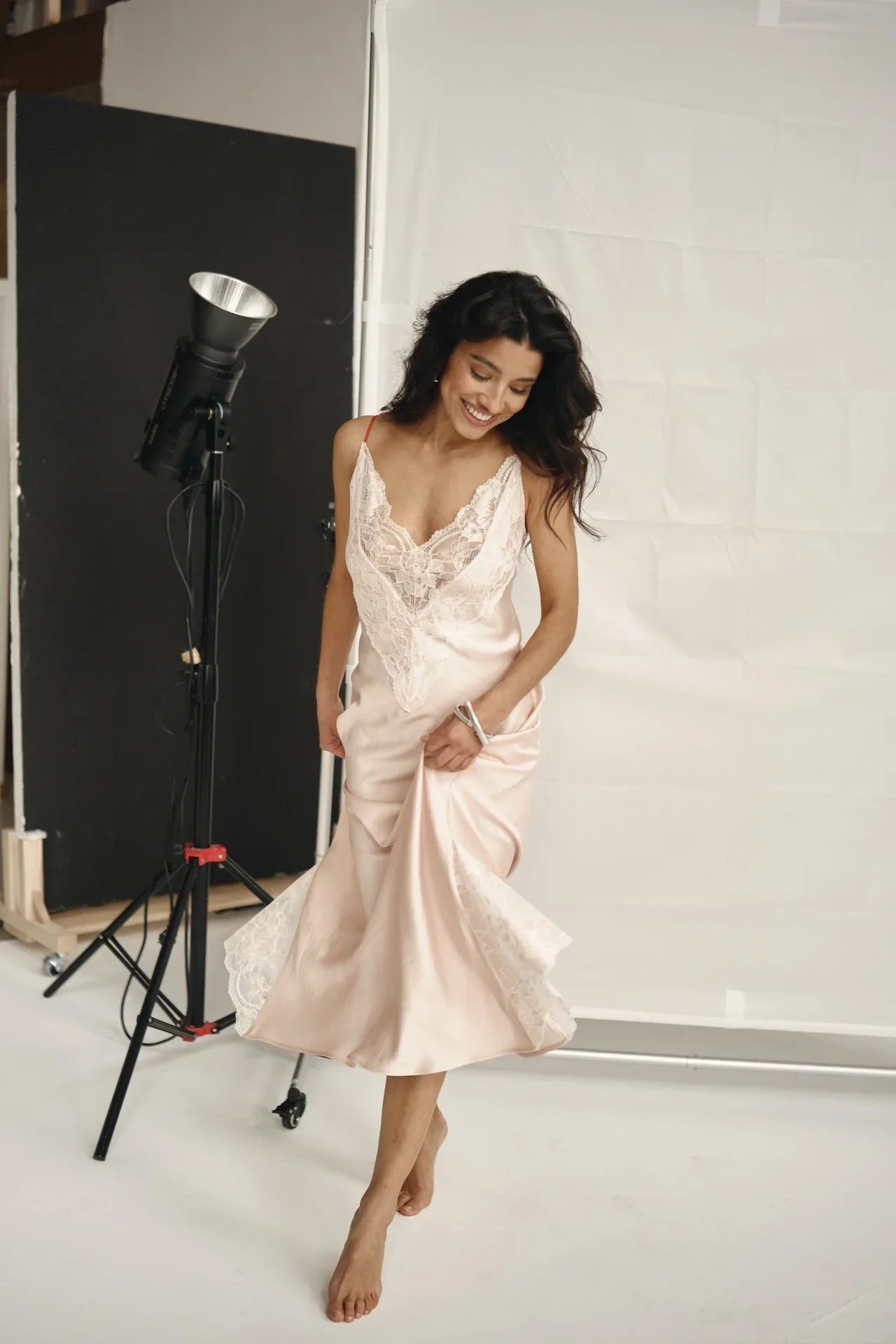 French style satin lace sleep dress