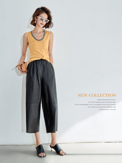 Women Leather Baggy Harem Pants
