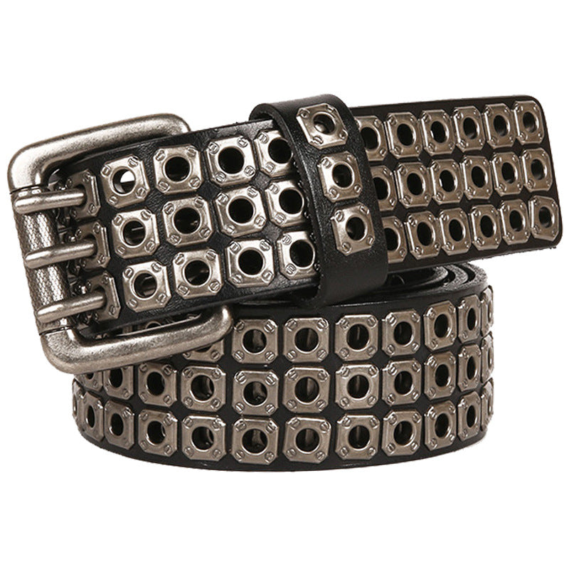 Studded Leather Belts with Rivets Western Cowboy