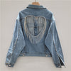 Bride Heart Cutout Denim Jacket with Rhinestone Fringe