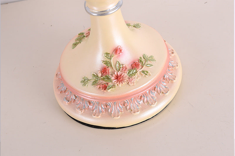 European floral fabric bedside table lamp