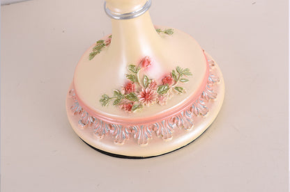 European floral fabric bedside table lamp
