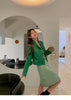Women Leather Cropped Jacket Green Short Sheepskin Coat