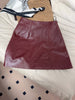 Women Leather Mini Skirt High Waist A-Line with Slit