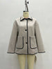 Women’s Wool Blend Contrast Trim Lapel Jacket with Double Pockets