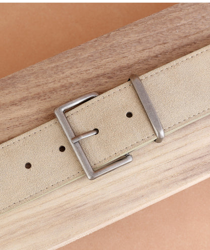 Women’s Wide Suede Leather Belt with Vintage Rectangular Buckle