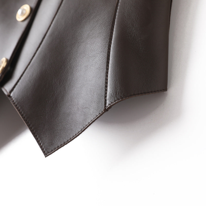 Brown Leather Slimming Vest For Women Slim Waist Suspender