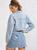 Full Sleeve Cropped Denim Jacket