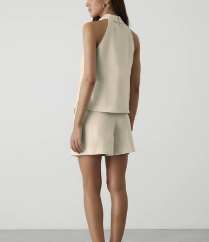 Women Two Piece Set High Waist Shorts and Sleeveless Top Outfit