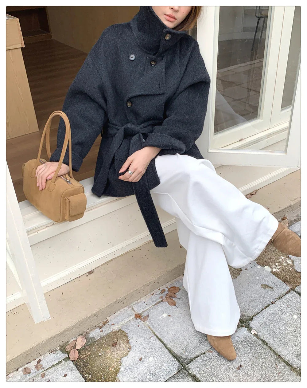 Short Double-Sided Hand-Sewn Wool Coat