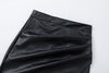 High Waisted PU Leather Wrap Skirt with Slit