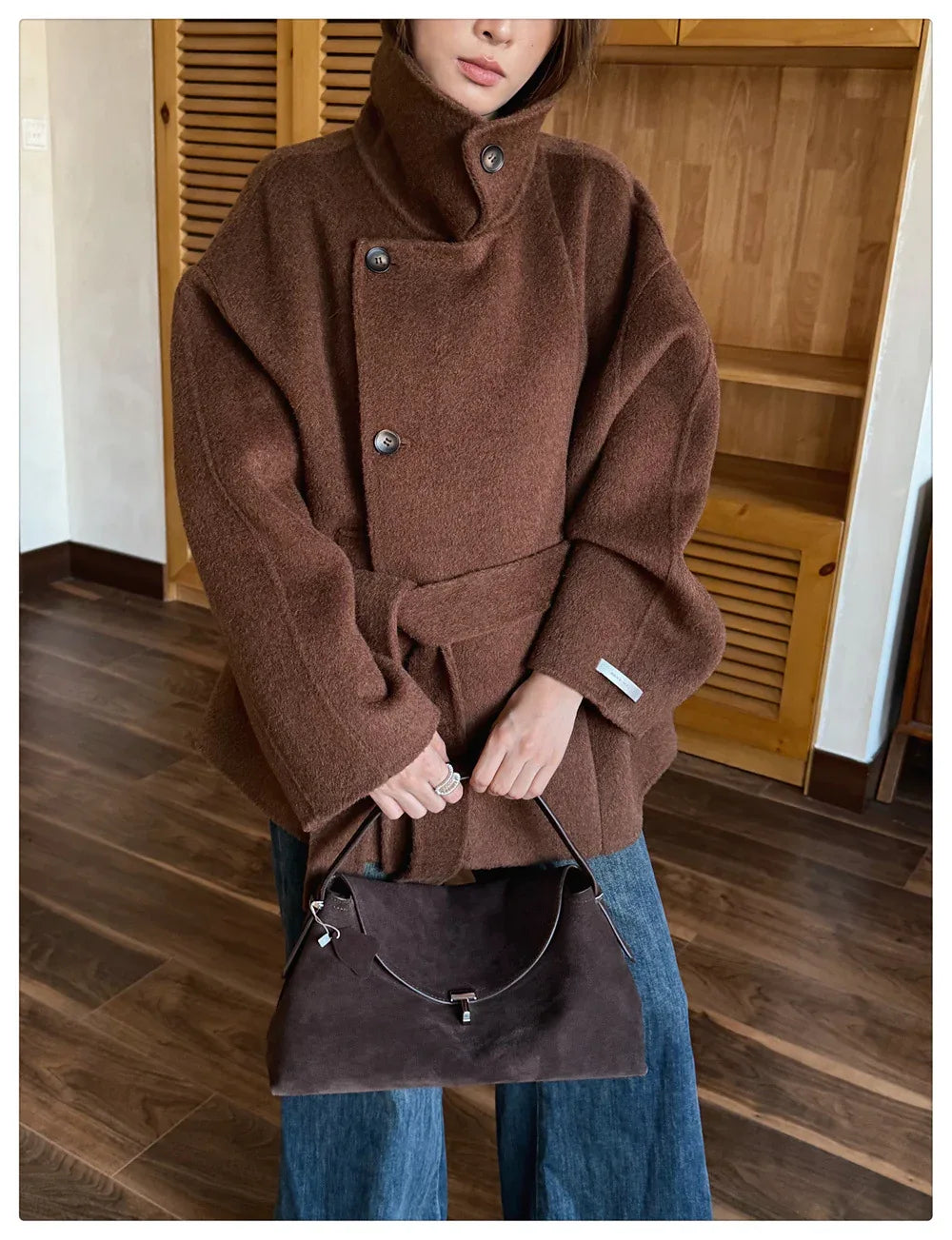 Short Double-Sided Hand-Sewn Wool Coat