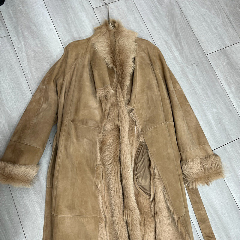 Women’s Cashmere Fur Mid-Length Trench Coat