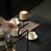 Black Wrought Iron Candle Stand with Wooden Cup – 45 cm