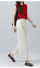 Women’s linen pants with cropped wide leg drape